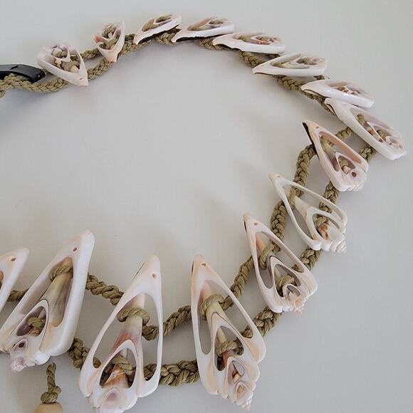 Handmade Seashell Belt Natural Shell and Braided Cord Adjustable Boho New - Picture 4 of 11